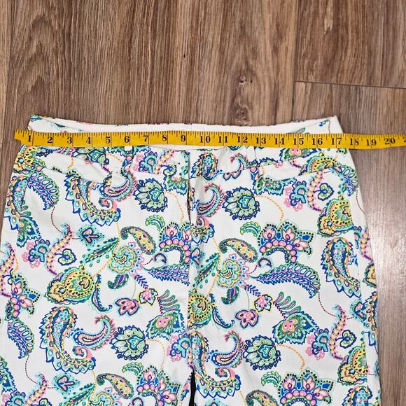 Talbots 12p Perfect Skimmer Capri Paisley Print Blue yellow - Picture 5 of 7